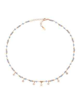 COLLANA CHARM ROSE' CON CRISTALLI AZZURRI AMEN CLMSTERA AMEN