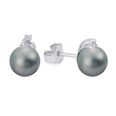 ORECCHINI ORO PERLA GRIGIA E DIAMANTE DONNA DEMETRA  026.885.004.W.A3 DEMETRA
