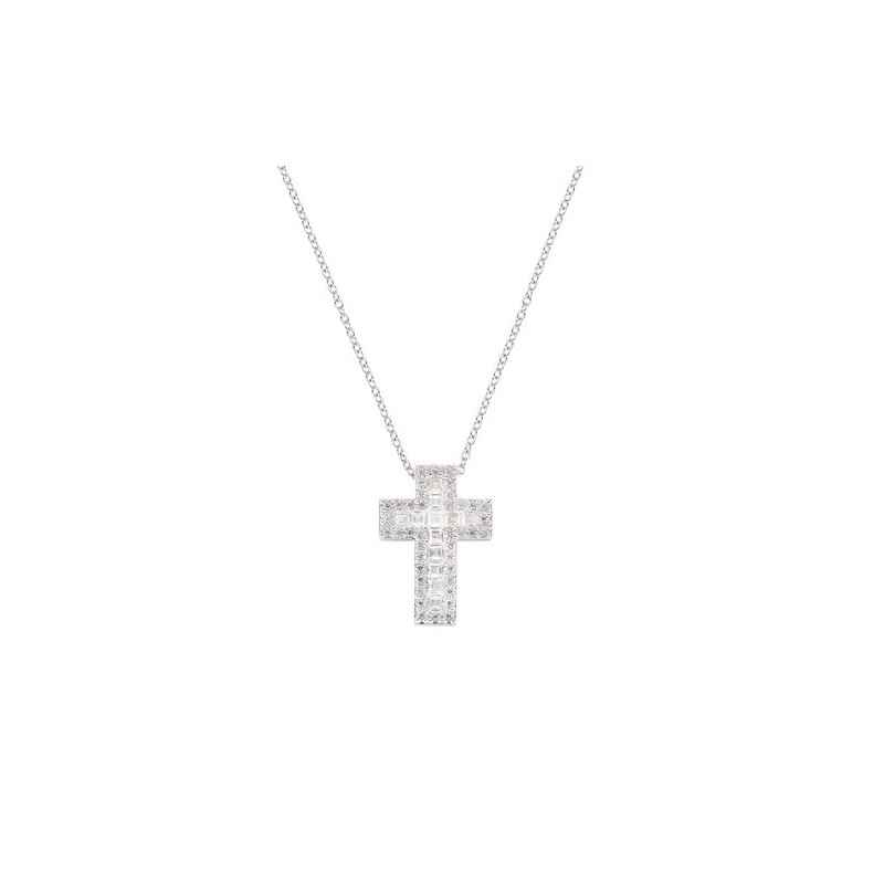 COLLANA DOPPIA CROCE ZIRCONI BIANCHI DONNA AMEN COLLANA DOPPIA CROCE ZIRCONI BIANCHI DONNA AMEN