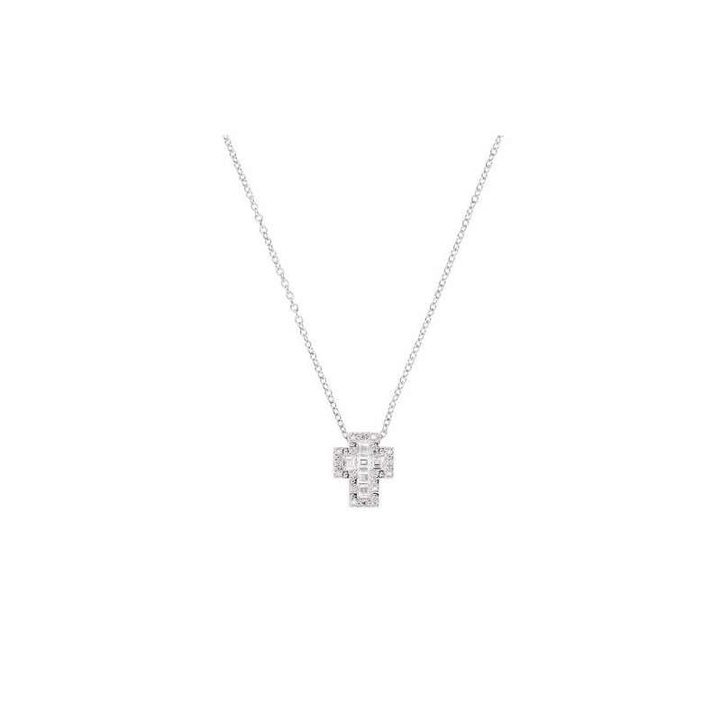 COLLANA MINI DOPPIA CROCE CON ZIRCONI DONNA AMEN COLLANA MINI DOPPIA CROCE CON ZIRCONI DONNA AMEN