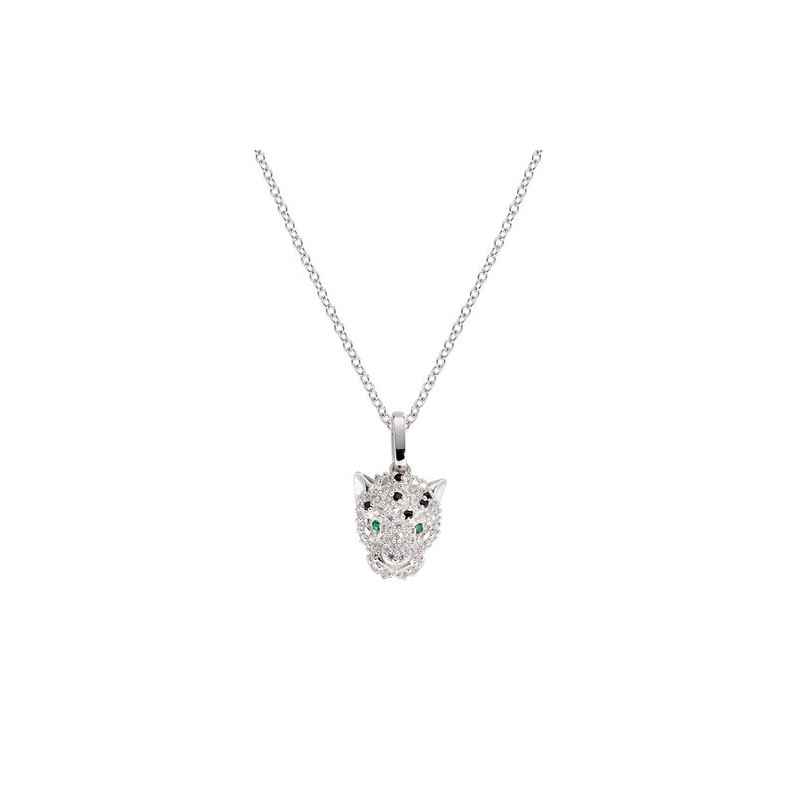 COLLANA PANTERA ZIRCONI BIANCHI NERI E VERDI AMEN COLLANA PANTERA ZIRCONI BIANCHI NERI E VERDI AMEN