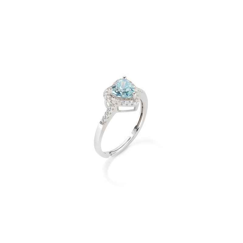 ANELLO CUORE CON ZIRCONI ACQUAMARINA E BIANCHI AMEN ANELLO CUORE CON ZIRCONI ACQUAMARINA E BIANCHI AMEN