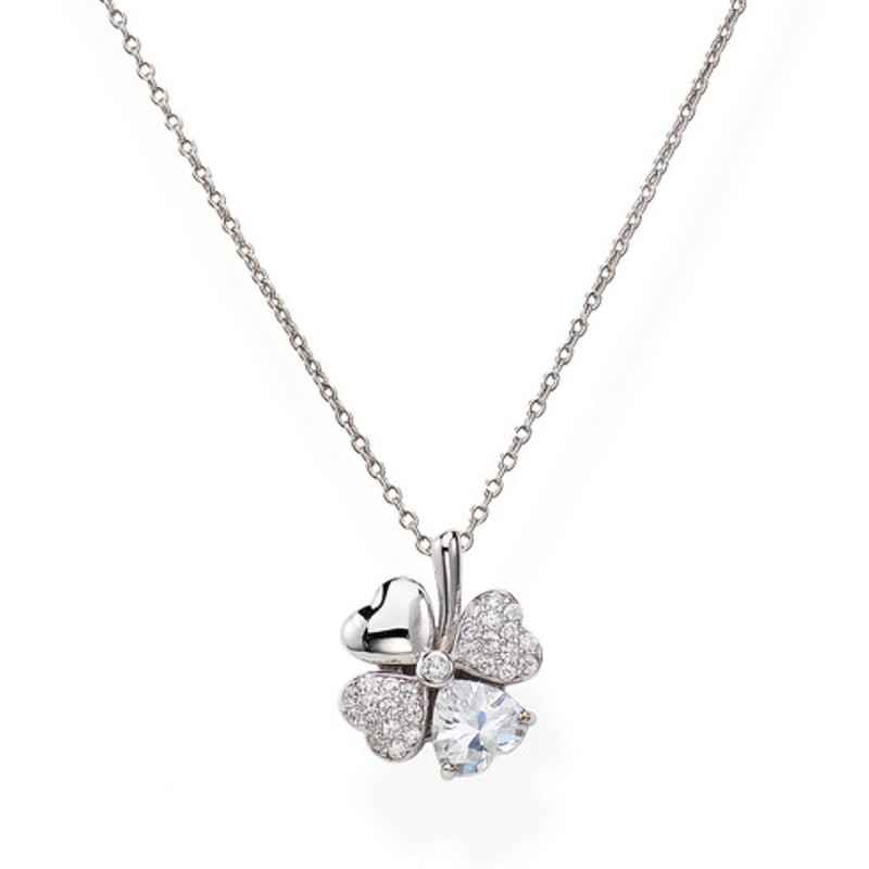 COLLANA QUADRICUORE CON ZIRCONI BIANCHI DONNA AMEN COLLANA QUADRICUORE CON ZIRCONI BIANCHI DONNA AMEN