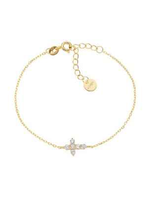 BRACCIALE DORATO CROCE E ZIRCONI BIANCHI DONNA AMEN BRCRPAGBZ AMEN
