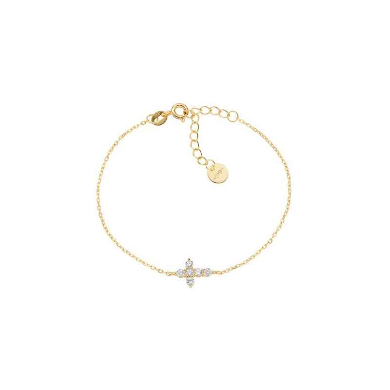 BRACCIALE DORATO CROCE E ZIRCONI BIANCHI DONNA AMEN BRACCIALE DORATO CROCE E ZIRCONI BIANCHI DONNA AMEN