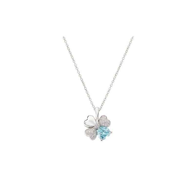 COLLANA QUADRICUORE ACQUAMARINA DONNA AMEN COLLANA QUADRICUORE ACQUAMARINA DONNA AMEN