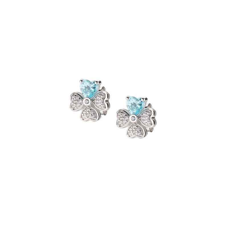 ORECCHINI QUADRICUORE ACQUAMARINA DONNA AMEN ORECCHINI QUADRICUORE ACQUAMARINA DONNA AMEN