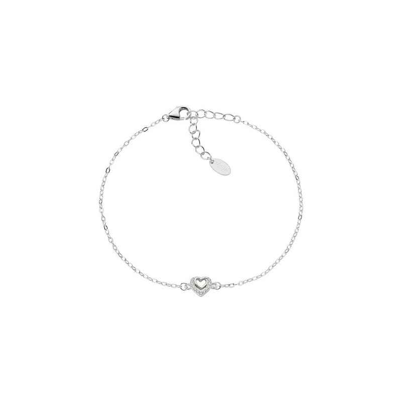 BRACCIALE DUE CUORI CON ZIRCONI BIANCHI AMEN BRACCIALE DUE CUORI CON ZIRCONI BIANCHI AMEN