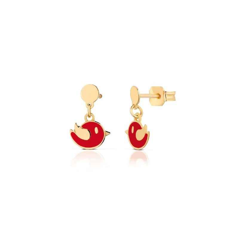 ORECCHINI BIMBA IN ORO CON UCCELLINO ROSSO ROBERTO GIANNOTTI ORECCHINI BIMBA IN ORO CON UCCELLINO ROSSO ROBERTO GIANNOTTI