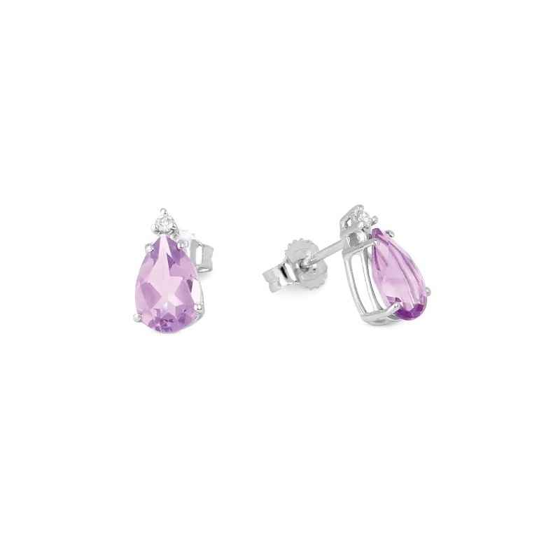 ORECCHINI ORO AMETISTA E DIAMANTE DONNA DEMETRA ORECCHINI ORO AMETISTA E DIAMANTE DONNA DEMETRA