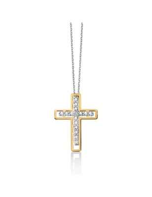 COLLANA CROCE DUE ORI DIAMANTE DONNA MILUNA I DIAMANTI CLD4303X MILUNA