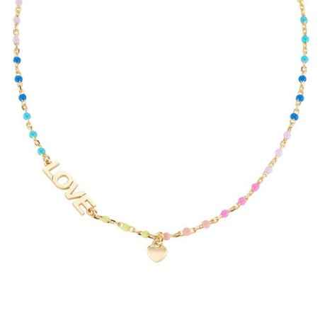 COLLANA LOVE ARGENTO DORATO E SMALTO MULTICOLOR AMEN CLSMLOGM1 AMEN