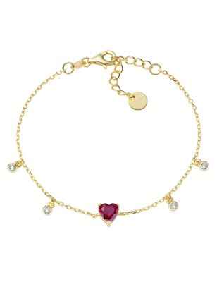 BRACCIALE DORATO CHANDELIER CON CUORE RUBINO AMEN BRHTGRBZ AMEN
