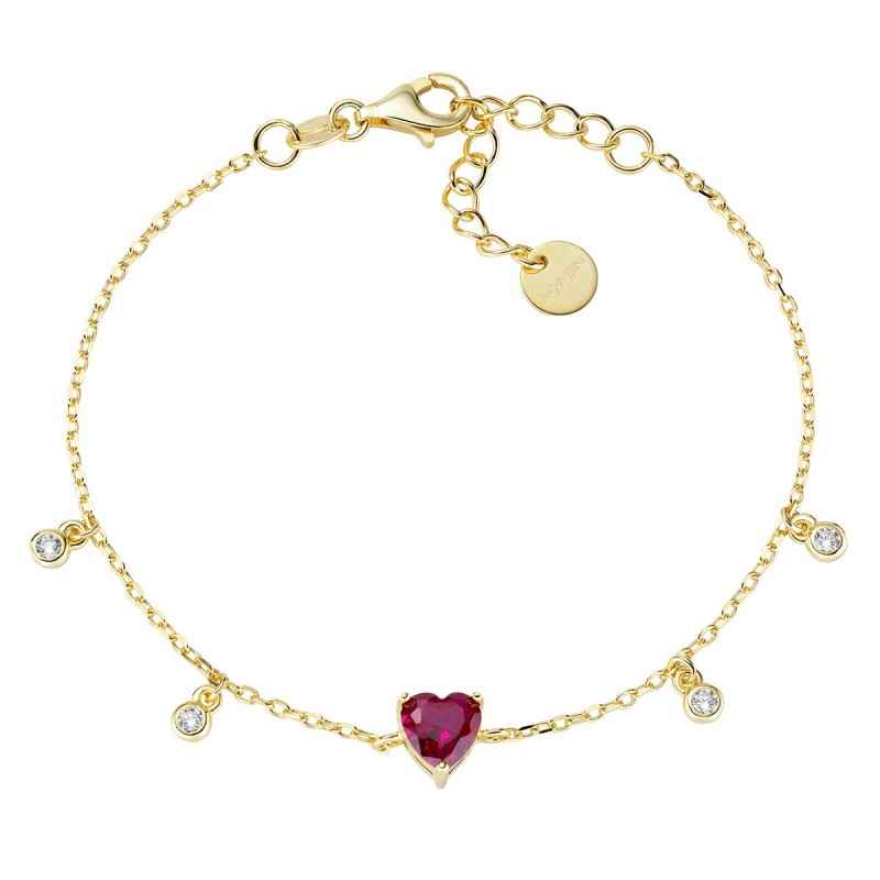 BRACCIALE DORATO CHANDELIER CON CUORE RUBINO AMEN BRACCIALE DORATO CHANDELIER CON CUORE RUBINO AMEN