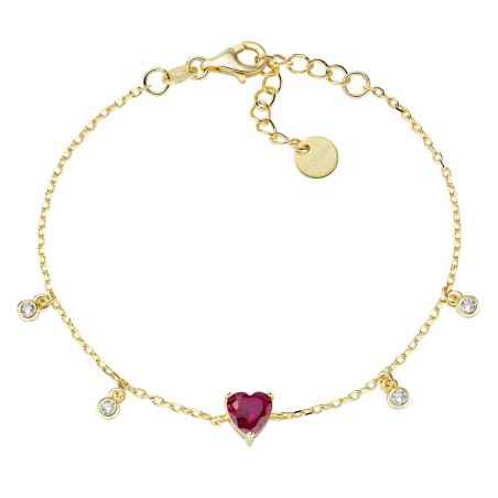 BRACCIALE DORATO CHANDELIER CON CUORE RUBINO AMEN BRHTGRBZ AMEN