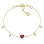 BRACCIALE DORATO CHANDELIER CON CUORE RUBINO AMEN BRACCIALE DORATO CHANDELIER CON CUORE RUBINO AMEN