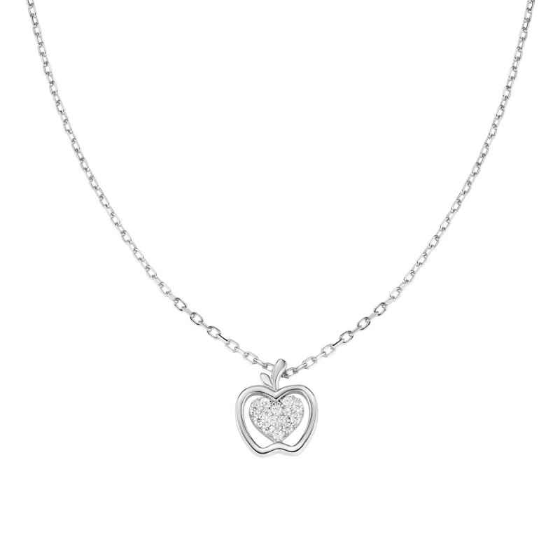 COLLANA MELA E CUORI CON ZIRCONI DONNA AMEN COLLANA MELA E CUORI CON ZIRCONI DONNA AMEN
