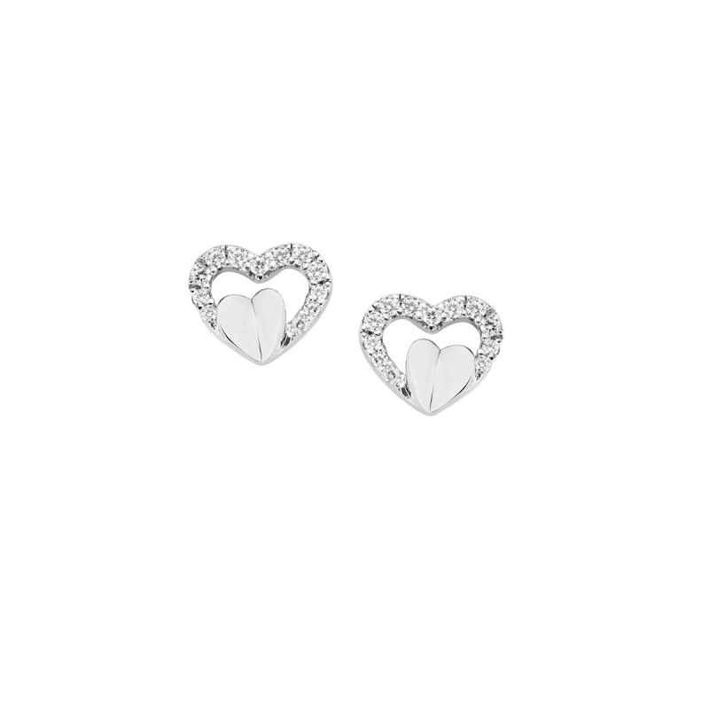 ORECCHINI CON CUORI E ZIRCONI DONNA AMEN ORECCHINI CON CUORI E ZIRCONI DONNA AMEN
