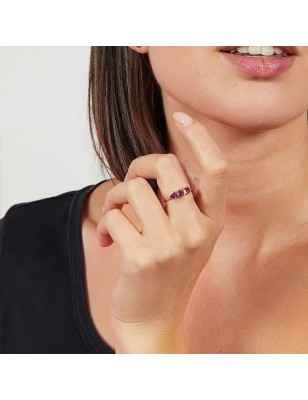 ANELLO TRE CUORI RUBINO MIS.10/14 DONNA AMEN 