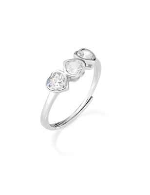 ANELLO TRE CUORI BIANCHI MIS.16/20 DONNA AMEN  AN3CUBBZ3 AMEN