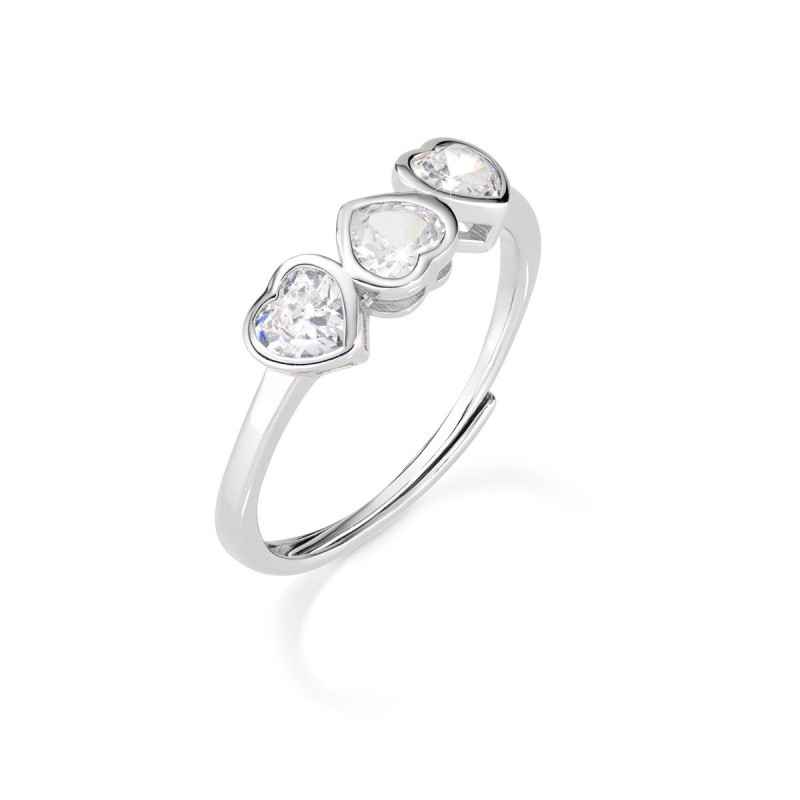 ANELLO TRE CUORI BIANCHI MIS.16/20 DONNA AMEN ANELLO TRE CUORI BIANCHI MIS.16/20 DONNA AMEN