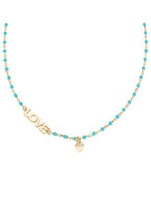 COLLANA LOVE SMALTO TURCHESE DONNA AMEN CLSMLOGT1 AMEN