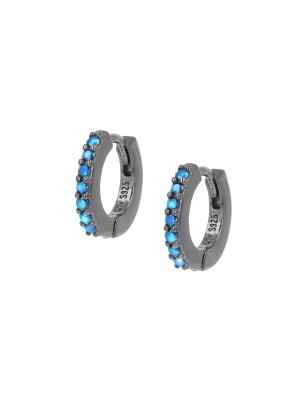 ORECCHINI CERCHIO RUTENIO TENNIS MANIA ZIRCONI AZZURRI DONNA AMEN  ET1NAZ AMEN