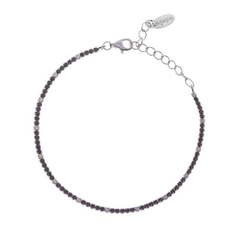 BRACCIALE TENNISMANIA ZIRCONI NERI E BIANCHI AMEN BRACCIALE TENNISMANIA ZIRCONI NERI E BIANCHI AMEN