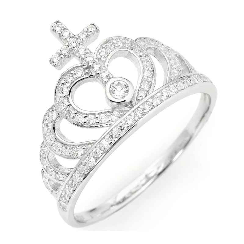 ANELLO CORONA CON ZIRCONI BIANCHI DONNA AMEN 