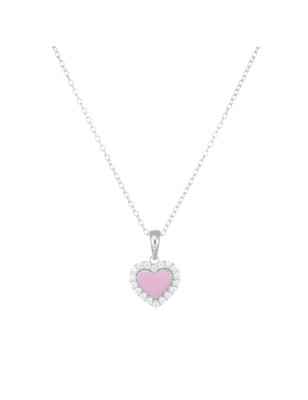 COLLANA CUORE ROSA E ZIRCONI DONNA AMEN CLPCUSMBBROZ AMEN