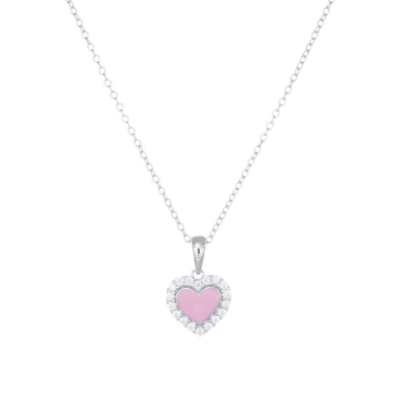 COLLANA CUORE ROSA E ZIRCONI DONNA AMEN COLLANA CUORE ROSA E ZIRCONI DONNA AMEN
